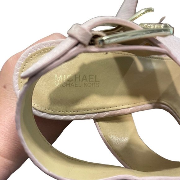 Michael Kors Josephine Wedge Soft Pink Leather Platform Sandals Womens 11M w/Box - Picture 10 of 12